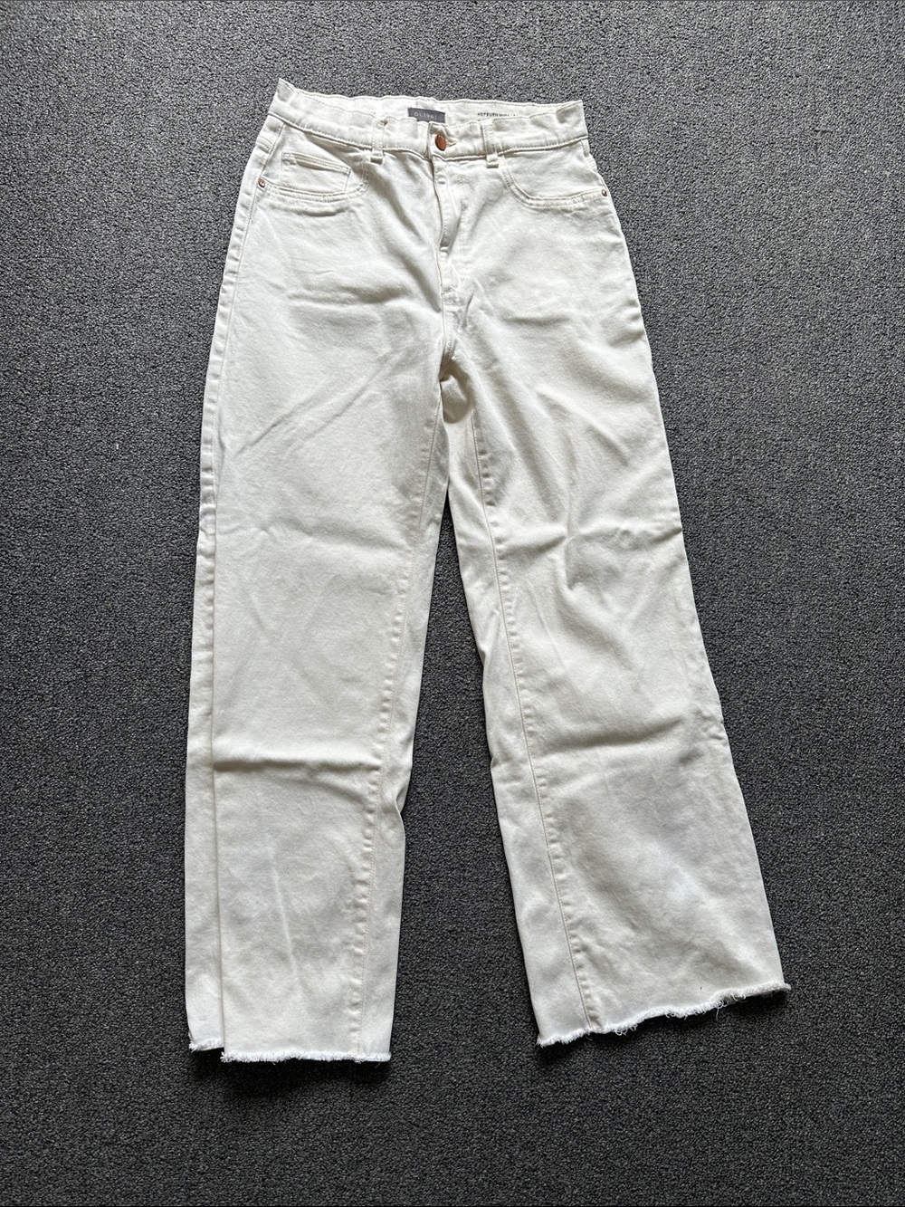 DL1961 Women's Off-White Hepburn Wide Leg Jeans